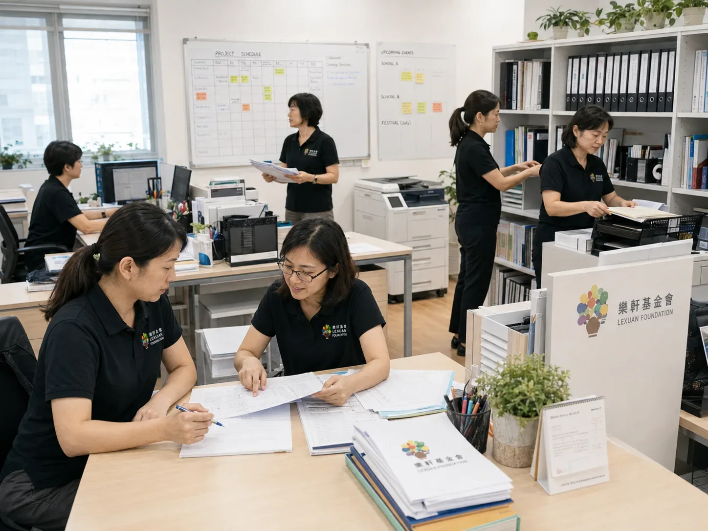 行政團隊處理文件與專案管理工作