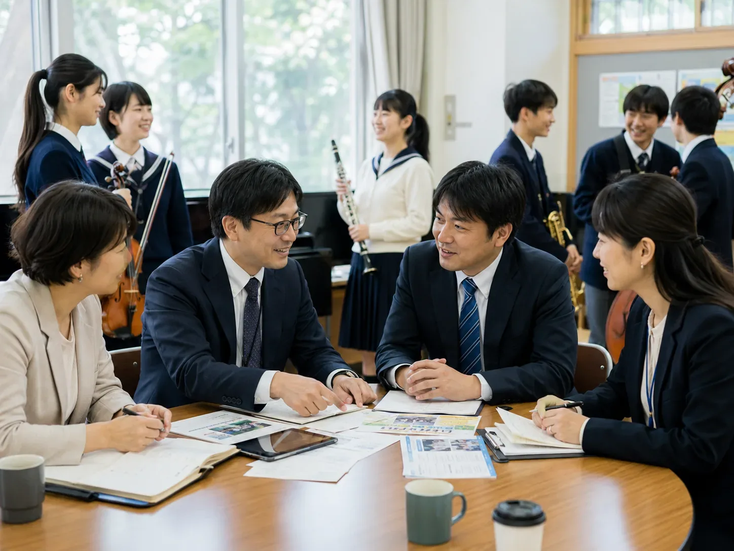 與合作學校及夥伴開會討論交流內容