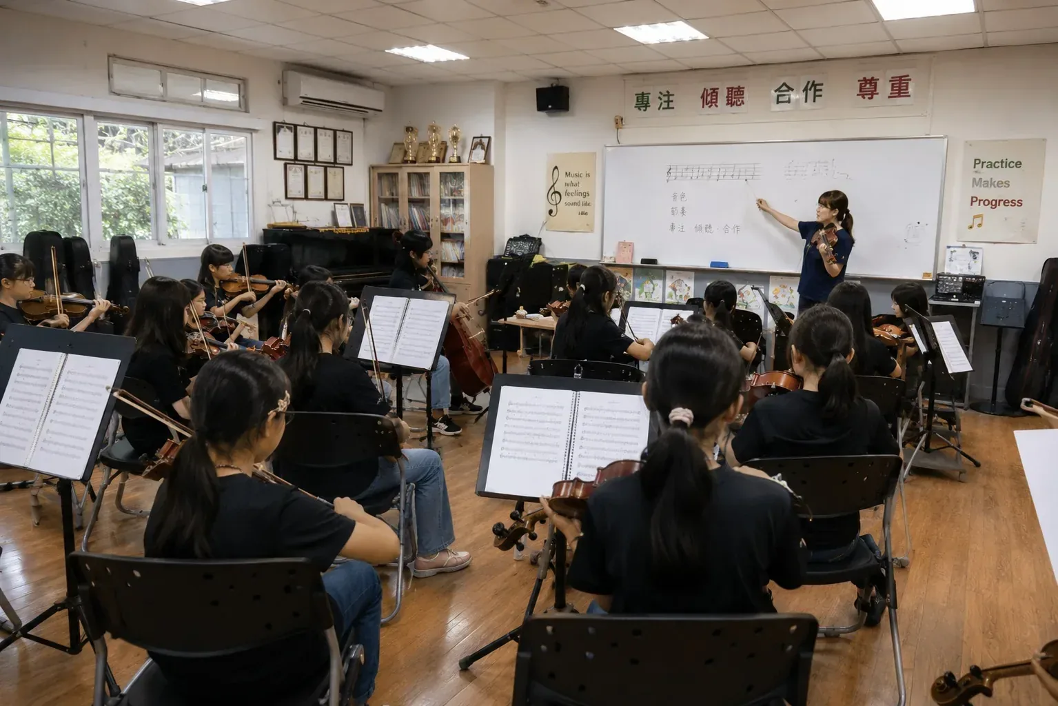 臺灣學生在校園教室共同學習